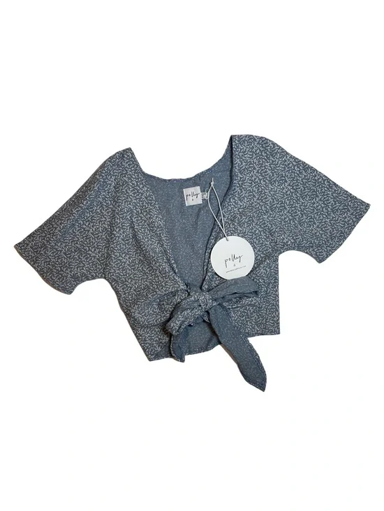 Princess Polly Blue Jazzly Tie-Front V-Neck Crop Top - Picture 2 of 3